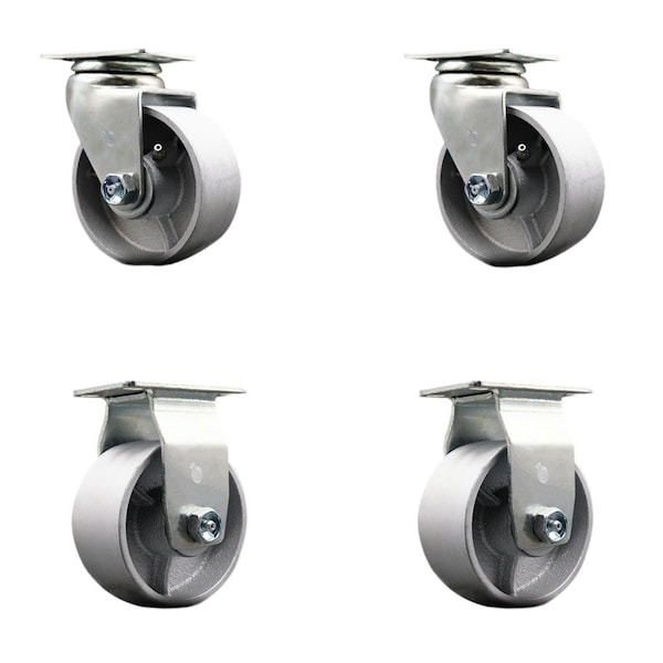 Service Caster 4'' Semi Steel Cast Iron Caster Set with Bronze Bearings 2 Swivel 2 Rigid, 4PK SCC-20S420-SSBZ-2-R-2 - main